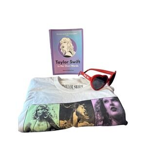 Taylor Swift The Eras Tour Bundle T-Shirt 2023 , Book 2019 & Heart Sunglasses XS